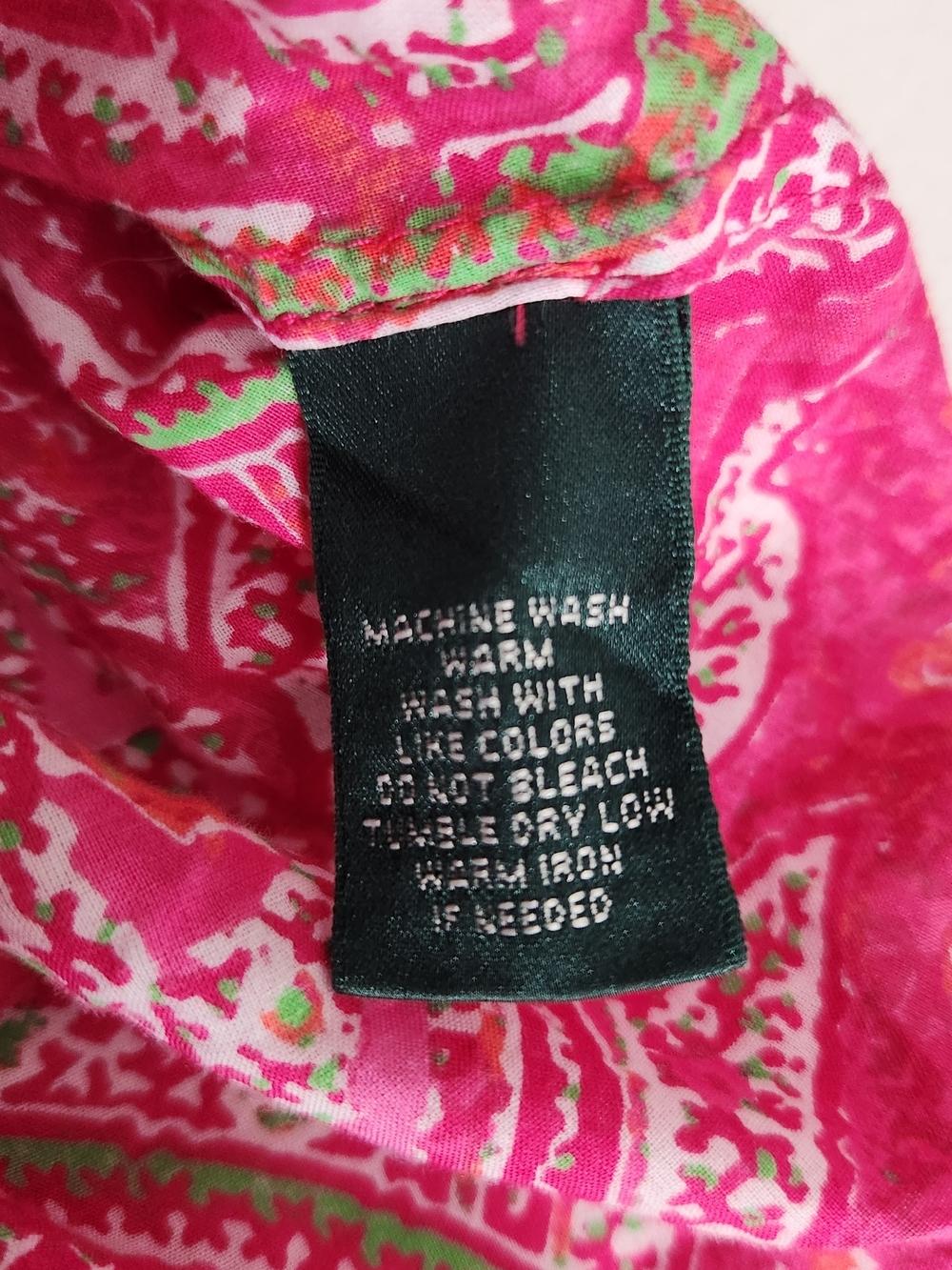 Lauren Ralph Lauren Pink, Green & White Printed Cotton Blouse - Picture 7 of 10